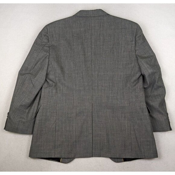 HAGGAR IMPERIAL - MEN'S GRAY PLAID WOOL BLAZER JACKET SPORT COAT - SIZE 44 - Picture 12 of 13